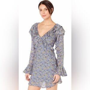 Free People Long Sleeve Empire Mini Dress Blue Size 2